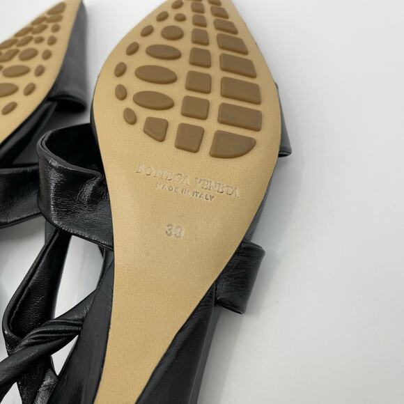 Bottega Veneta | BV Point Leather Slingback Sandals Black Crinkle Finish 39 / 9 - Picture 12 of 15